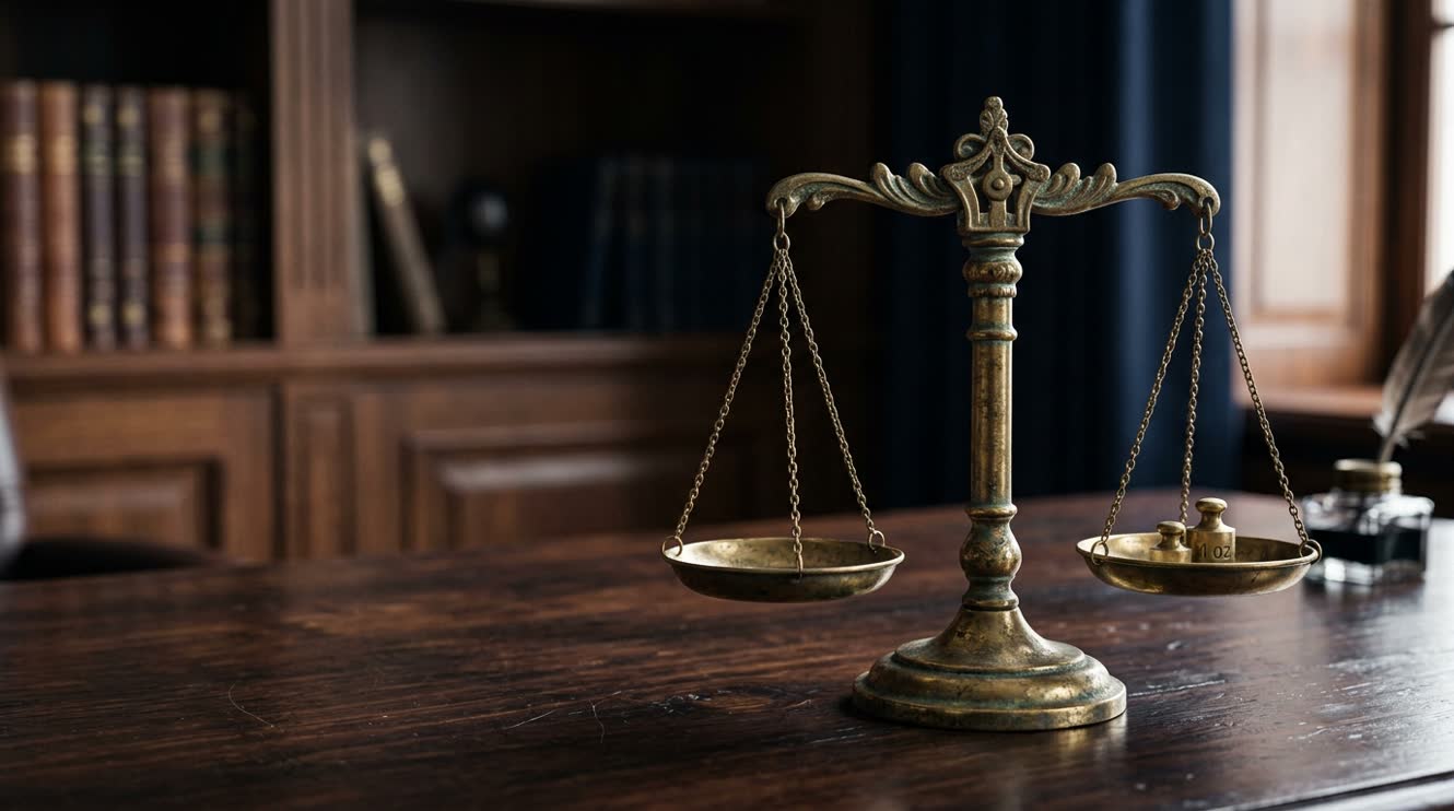 Antique brass balance scale representing how a UK business is valued and weighed in an M&A sale